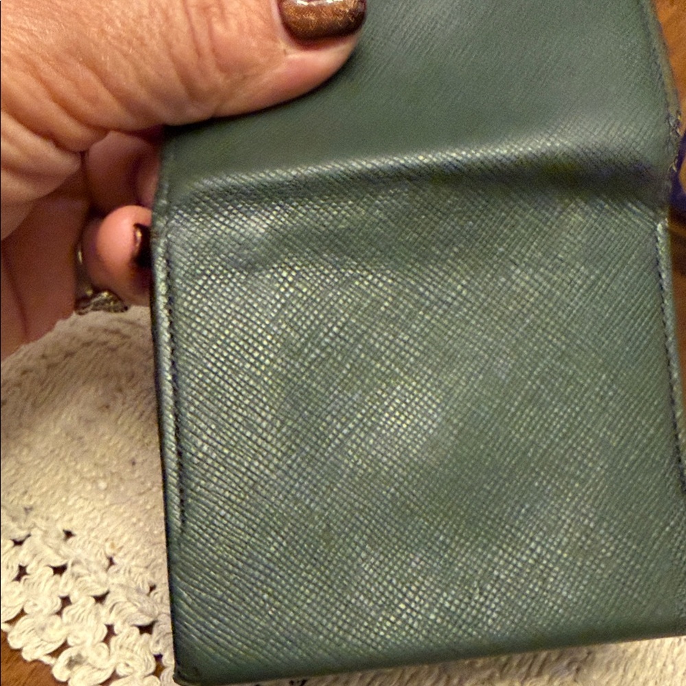 Burberry Saffiano Leather Compact Bifold Flap Wallet - Forest Green - Picture 7 of 7